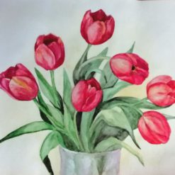 Картина акварелью Тюльпаны